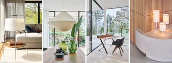 Accessoires und Kleinmöbel aus der „Complements“-Kollektion von Bielefelder Werkstätten: Leuchten, filigraner Schreibtisch und Pendelleuchte – hochwertiges Design für stilvolle Akzente, erhältlich bei himmlisch wohnen.